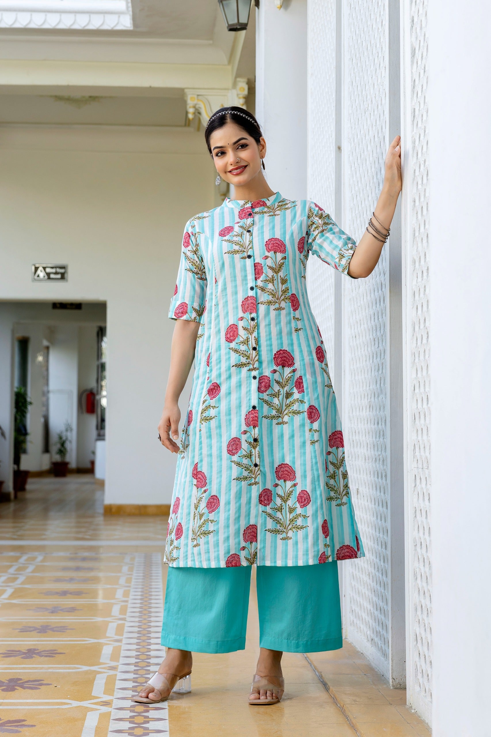 Taru Cotton Floral A-line Casual Coord Set