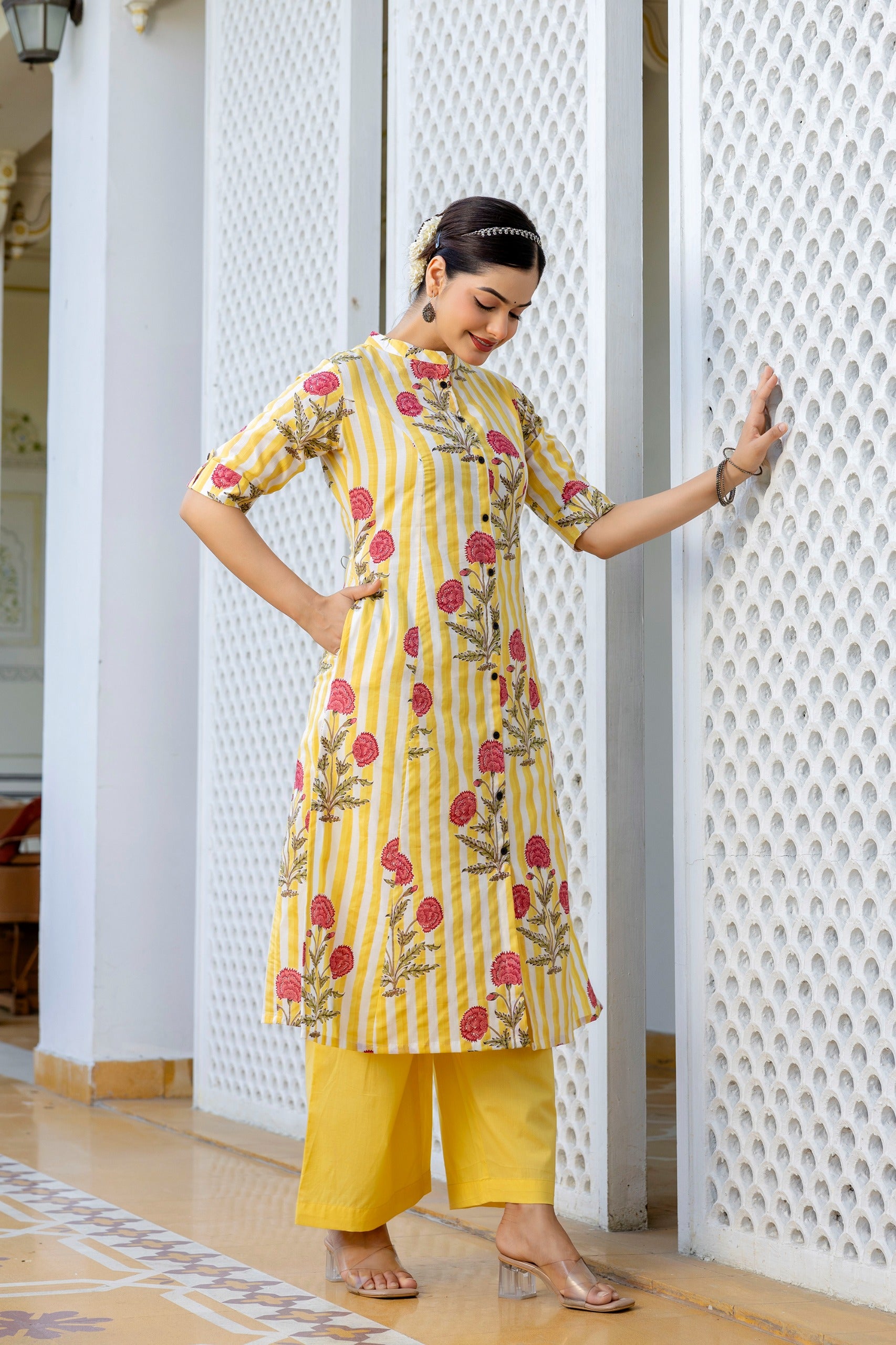 Taru Cotton Floral A-line Casual Coord Set