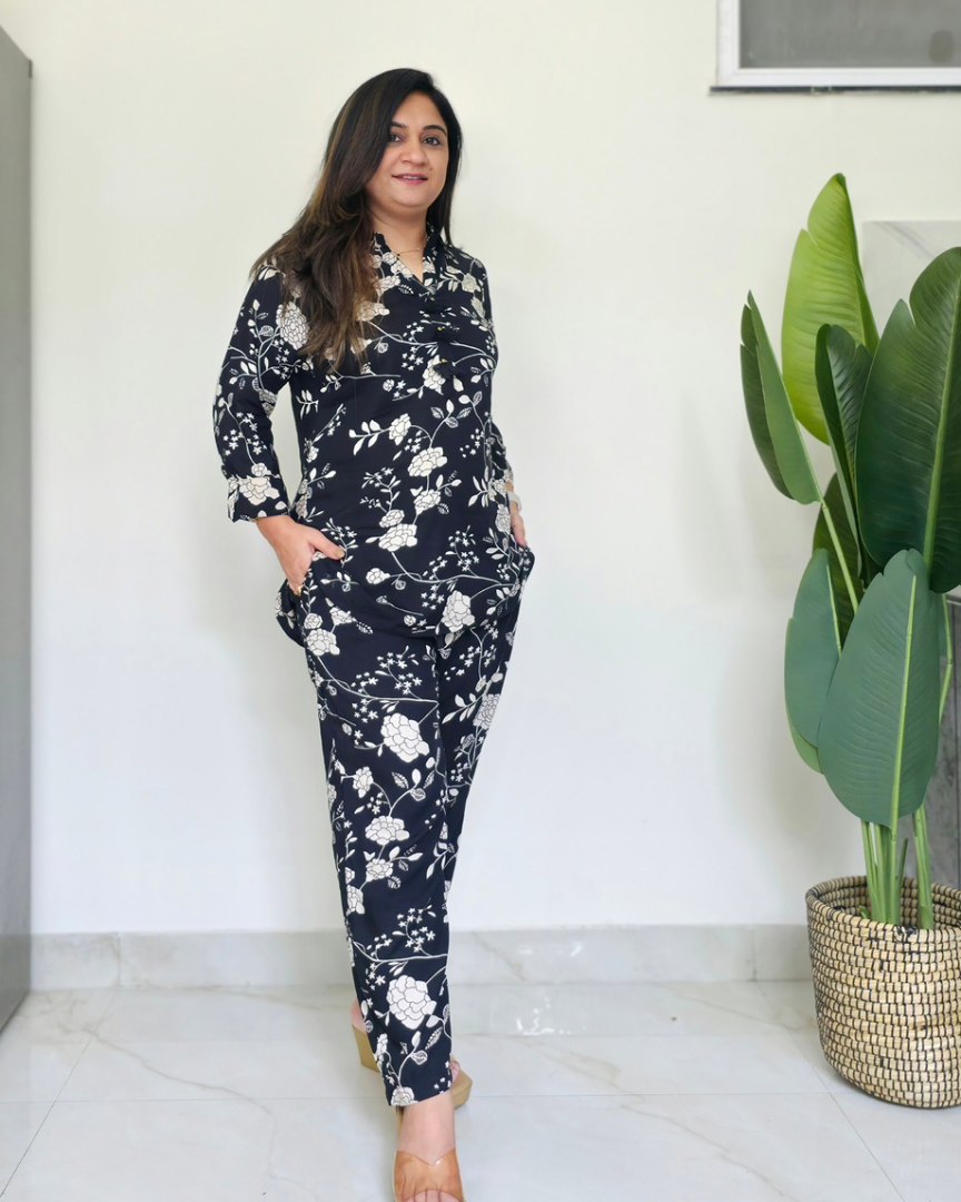 Jasmine Rayon Floral Coord Set - The Jaipur Studio