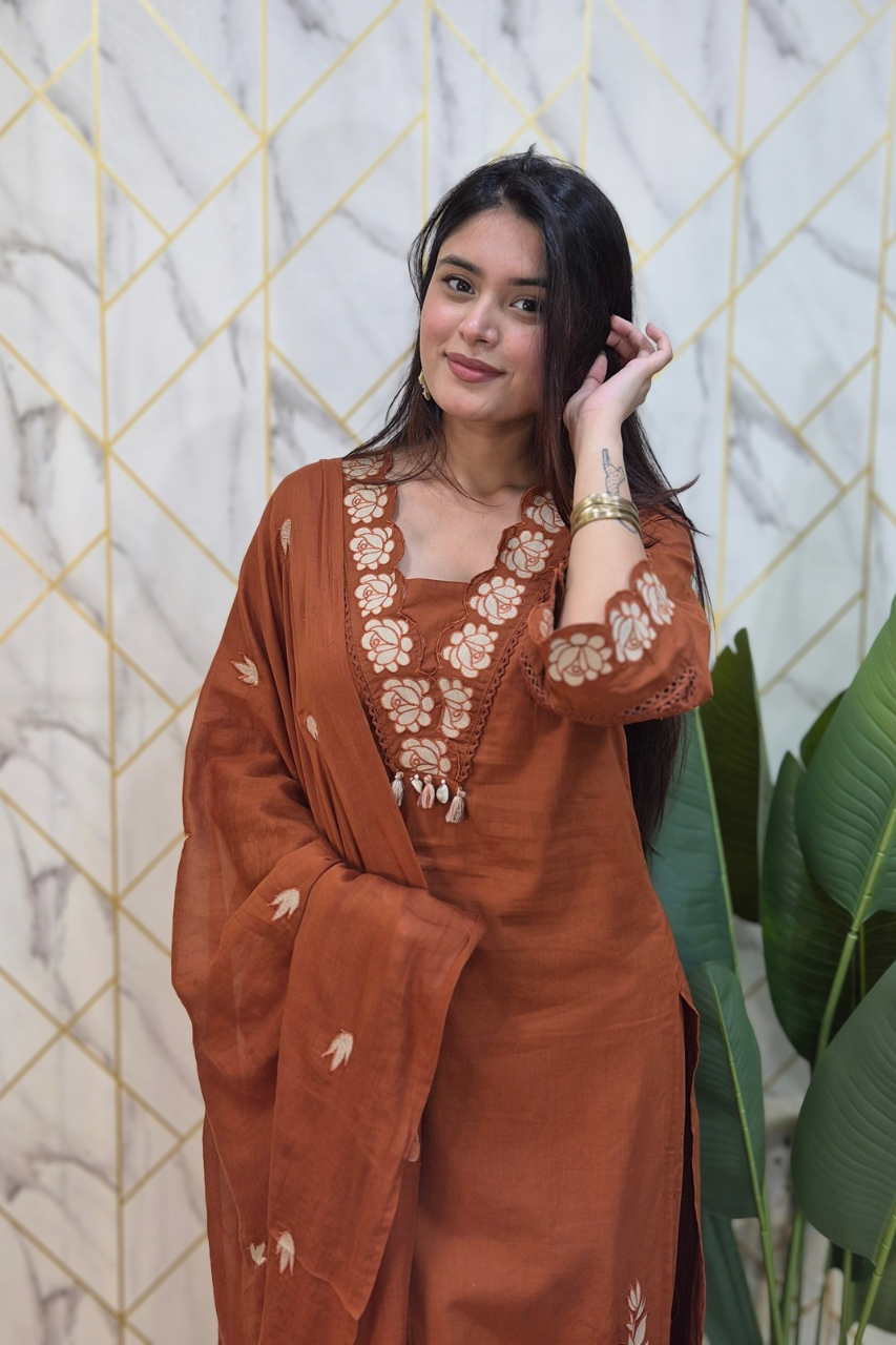 Gazal Premium Cotton Embroidered Pant set