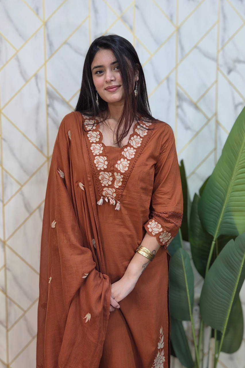 Gazal Premium Cotton Embroidered Pant set