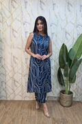 Blue Rayon Geometric Print A-line Coord Set