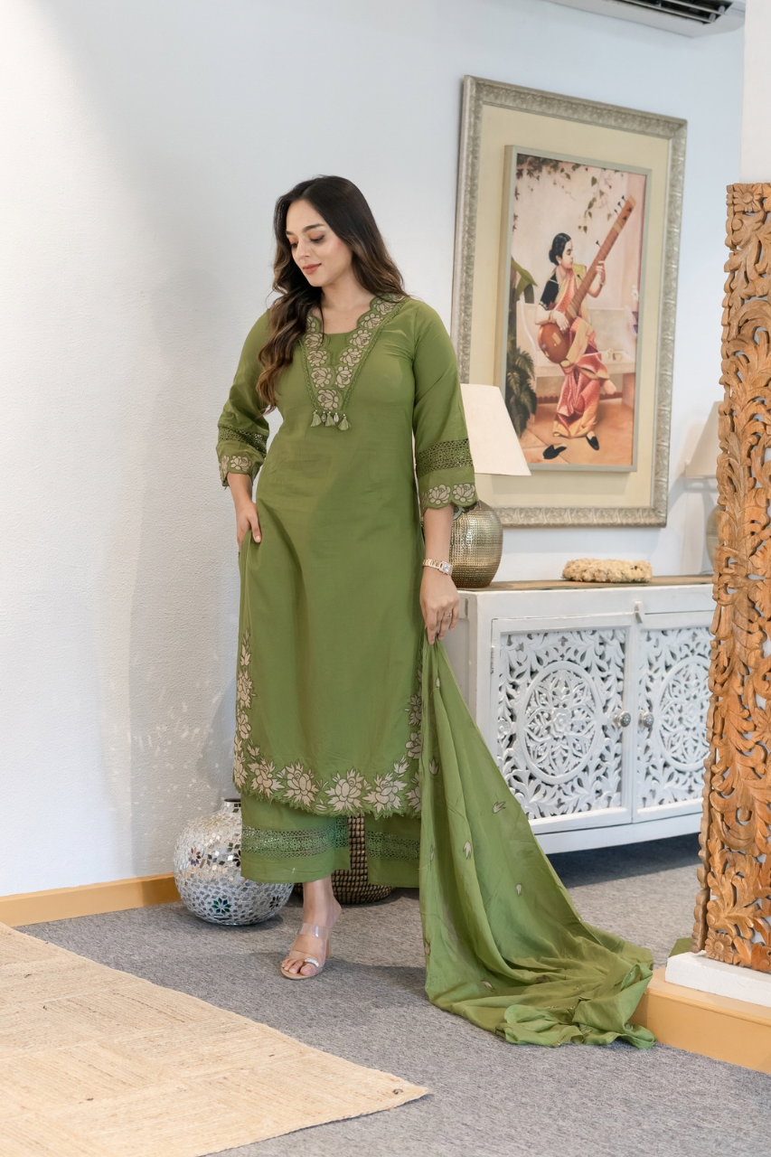 Gazal Premium Cotton Embroidered Pant set