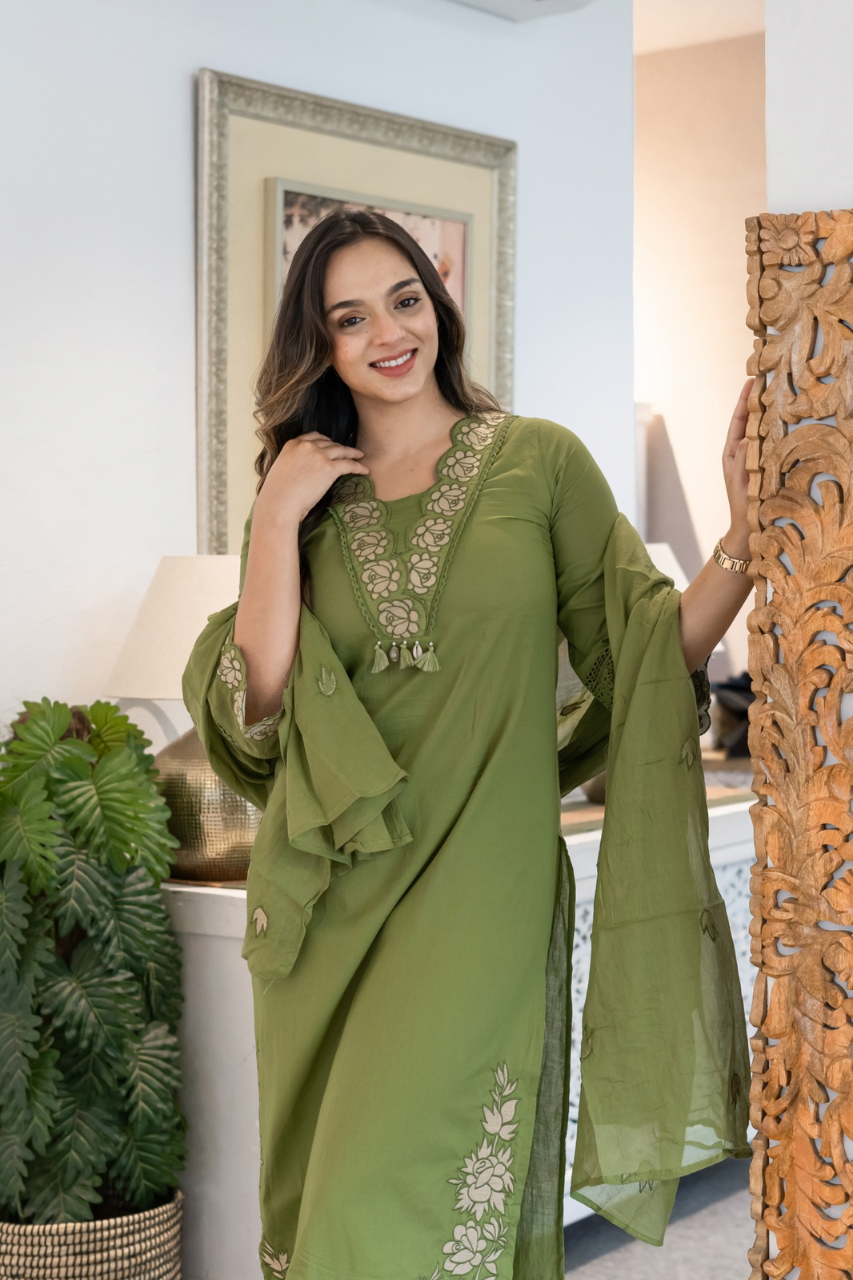 Gazal Premium Cotton Embroidered Pant set