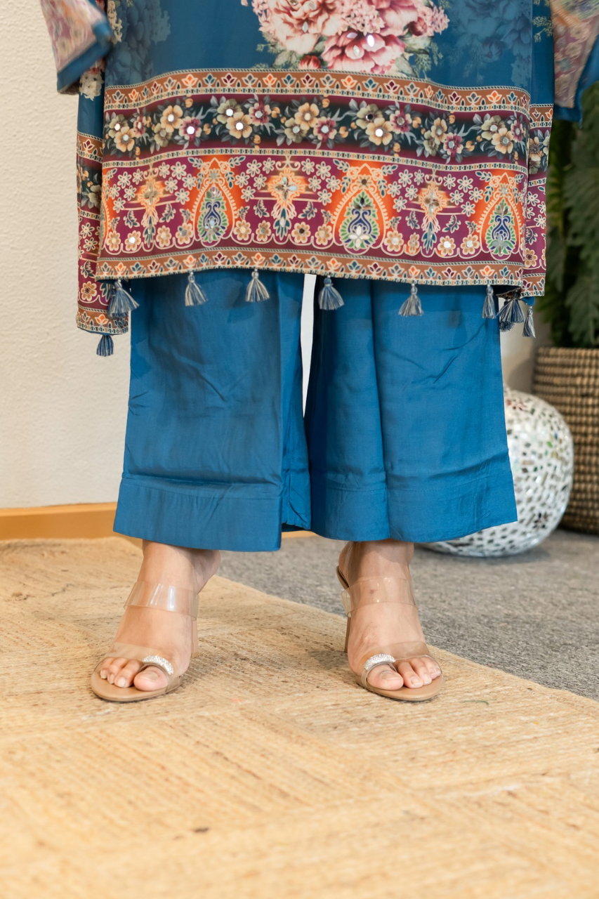 Amara Premium Crepe HandDetailed A-line Pant Set
