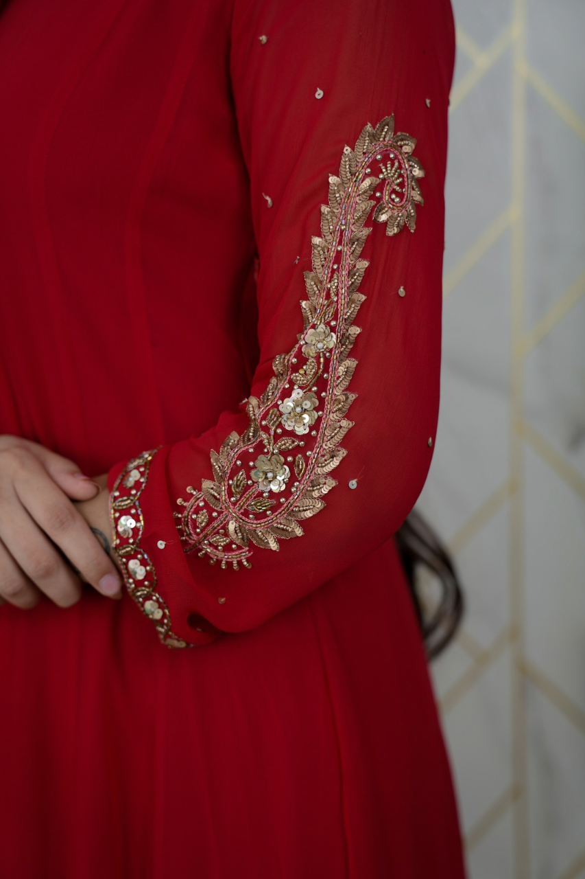 Sahaj Georgette HandEmbroidered Anarkali Set - The Jaipur Studio