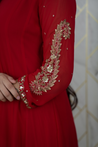 Sahaj Georgette HandEmbroidered Anarkali Set - The Jaipur Studio