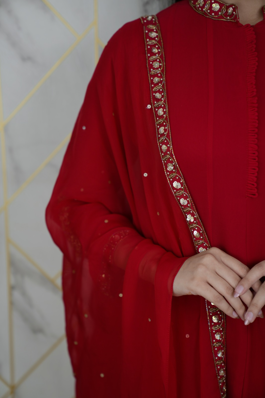 Sahaj Georgette HandEmbroidered Anarkali Set - The Jaipur Studio