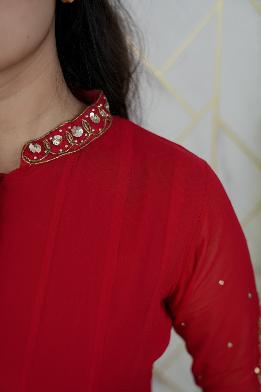 Sahaj Georgette HandEmbroidered Anarkali Set - The Jaipur Studio