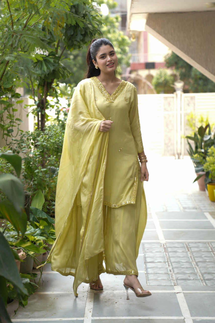 Sona Premium crape HandDetailed Sharara Set - The Jaipur Studio