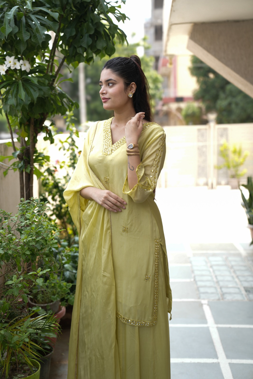 Sona Premium crape HandDetailed Sharara Set - The Jaipur Studio