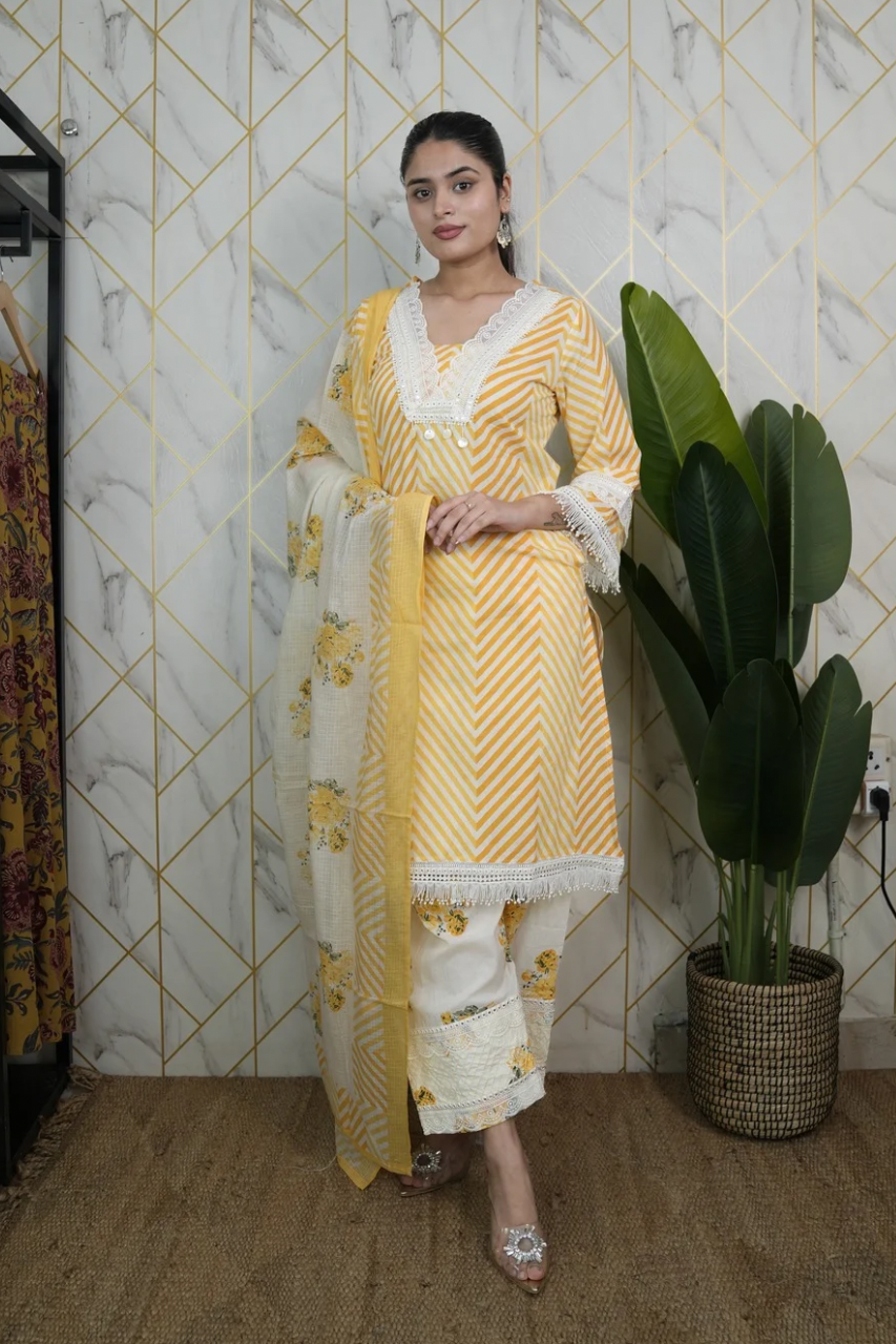 Sara Leheriya Cotton Detailed Farshi Salwar Set