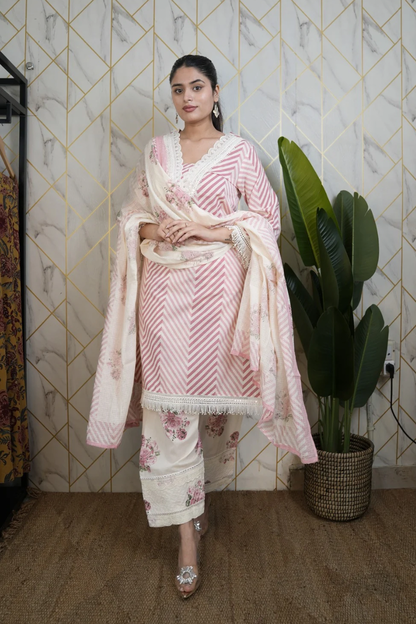 Sara Leheriya Cotton Detailed Farshi Salwar Set