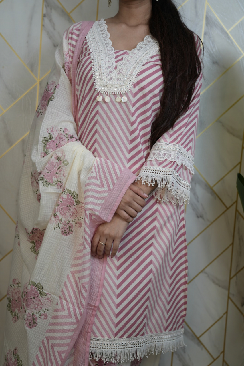 Sara Leheriya Cotton Detailed Farshi Salwar Set