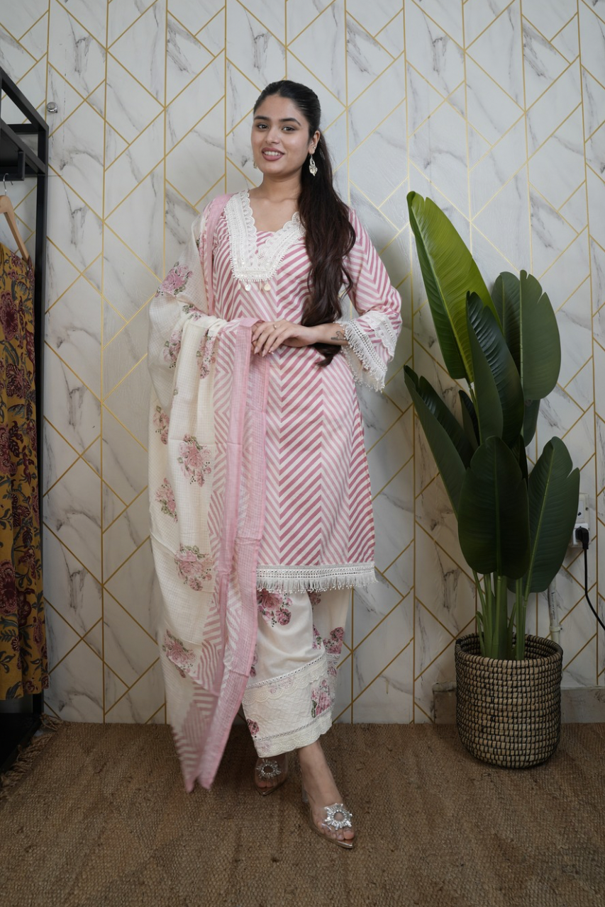 Sara Leheriya Cotton Detailed Farshi Salwar Set