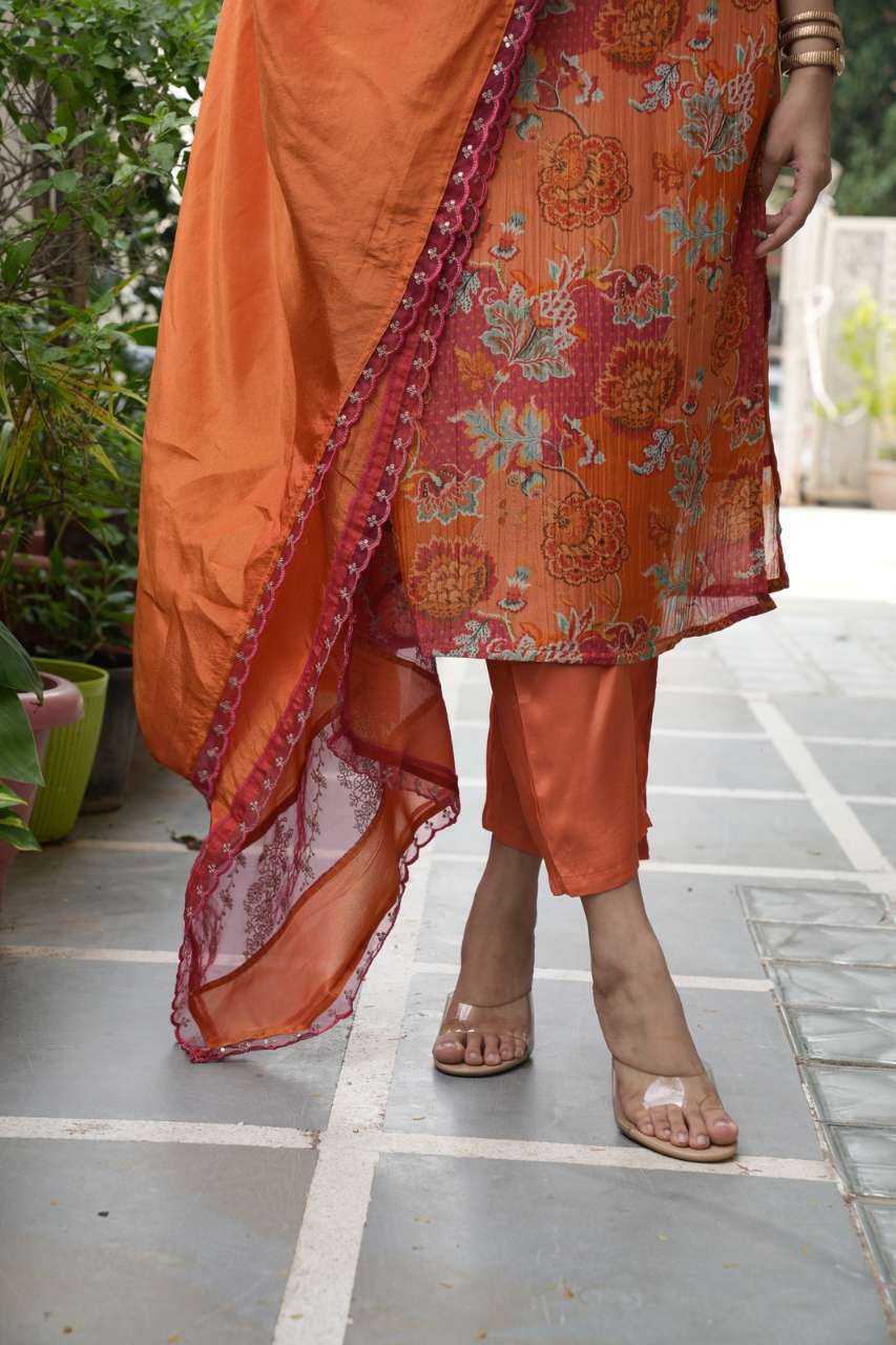 Leena Shimmer Tissue Floral Pant Set - The Jaipur Studio