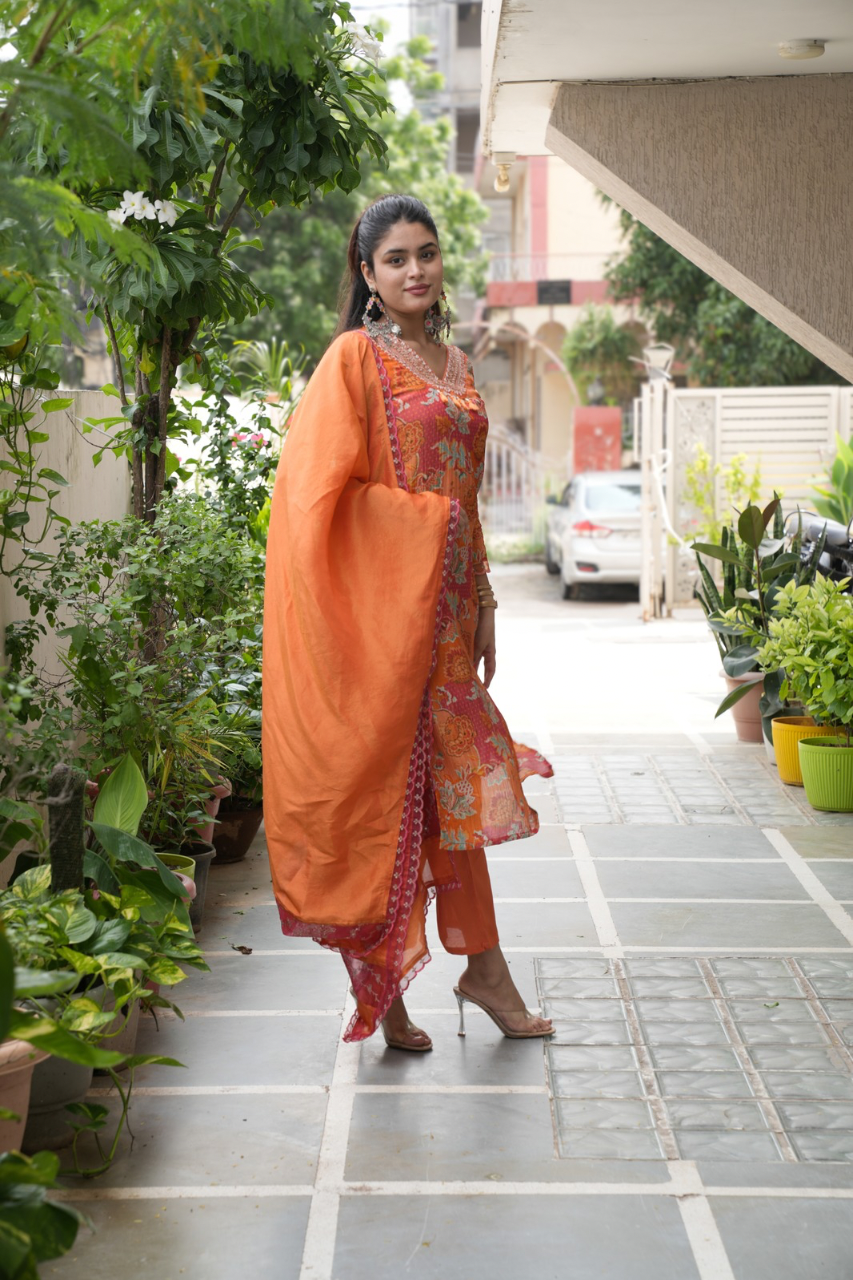 Leena Shimmer Tissue Floral Pant Set - The Jaipur Studio