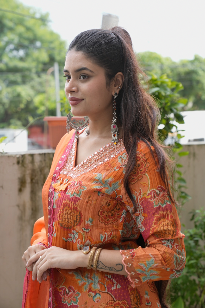 Leena Shimmer Tissue Floral Pant Set - The Jaipur Studio