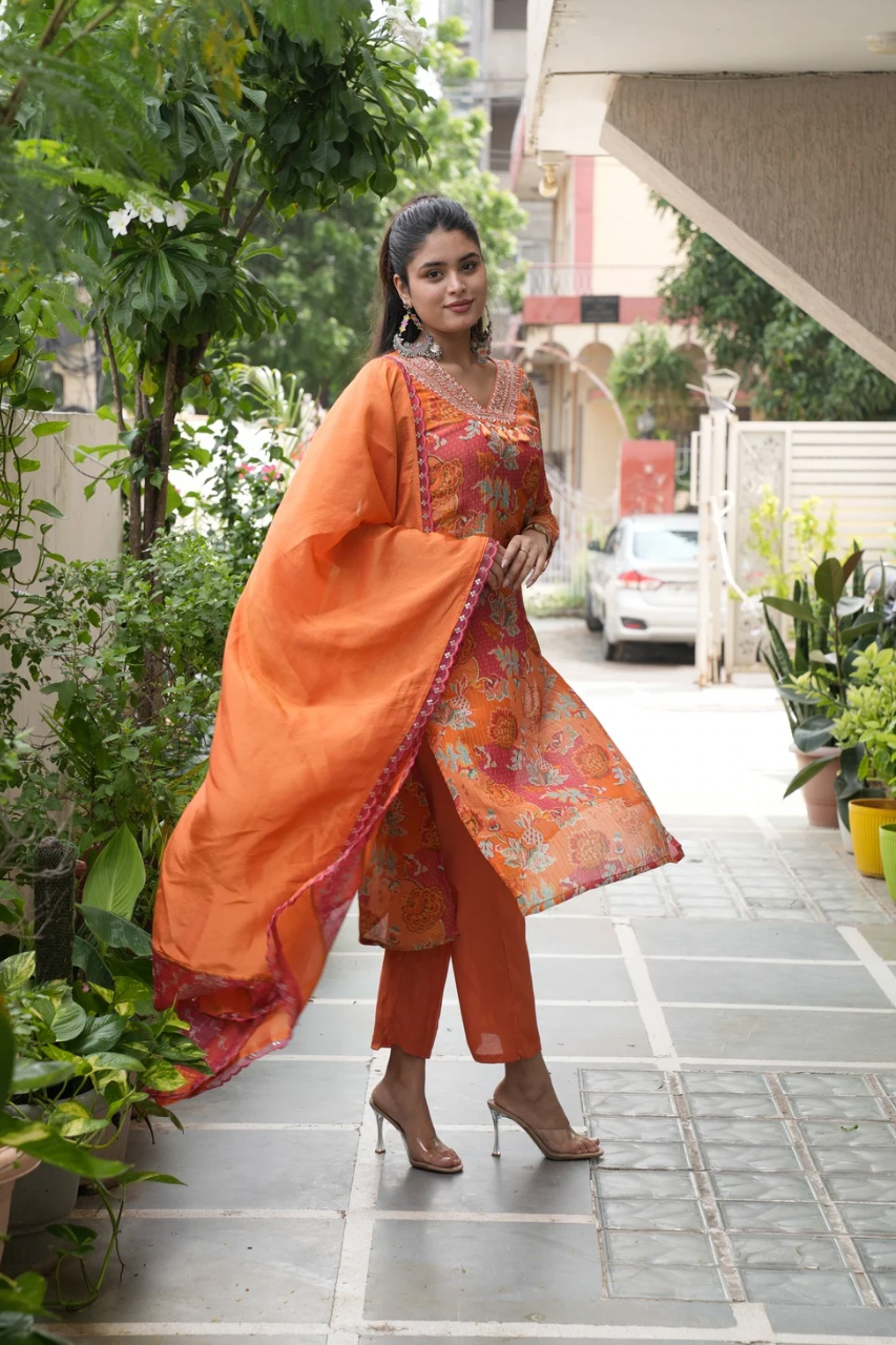 Leena Shimmer Tissue Floral Pant Set - The Jaipur Studio