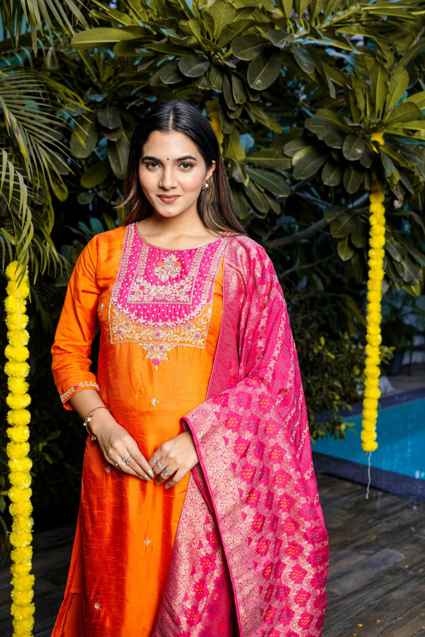 Laya Silk Festive HandEmbroidered Pant Set