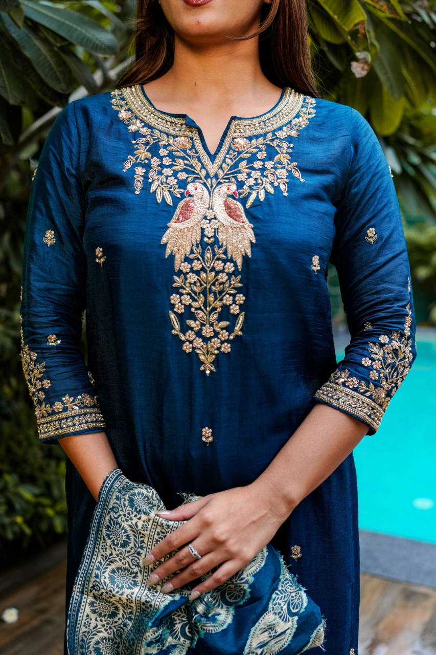 Aviva Silk Festive HandEmbroidered Pant Set