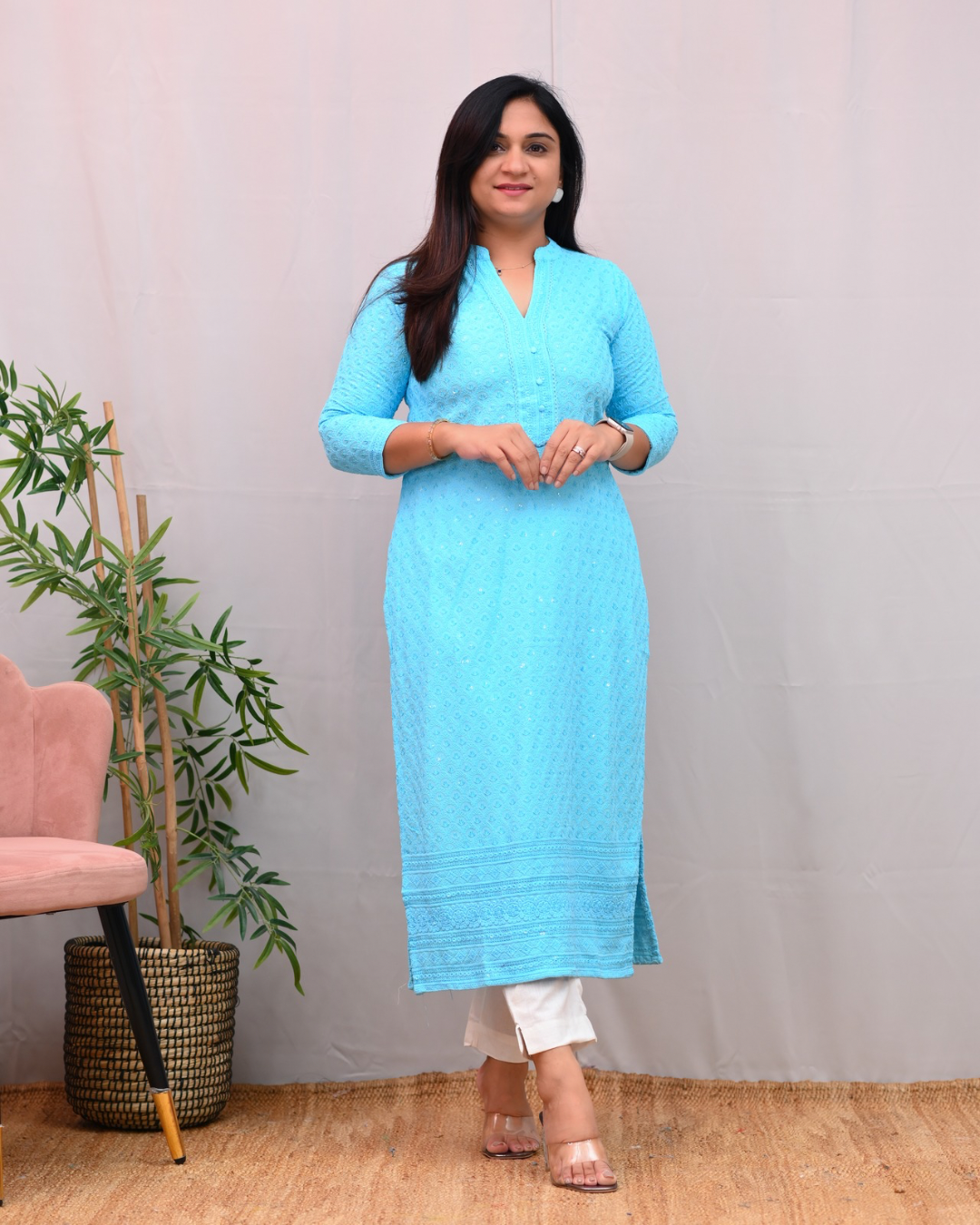 Venus Rayon Chikankari Casual Straight Kurta