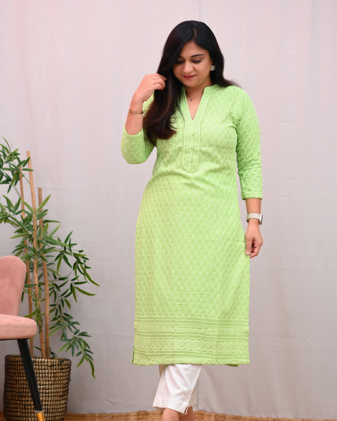 Venus Rayon Chikankari Casual Straight Kurta