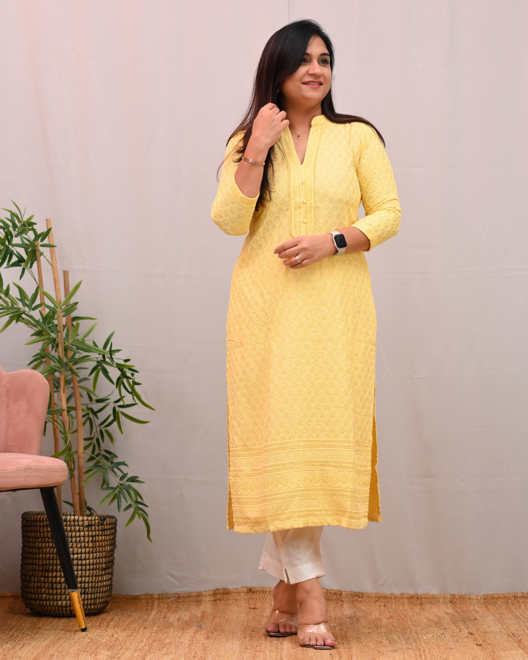 Venus Rayon Chikankari Casual Straight Kurta