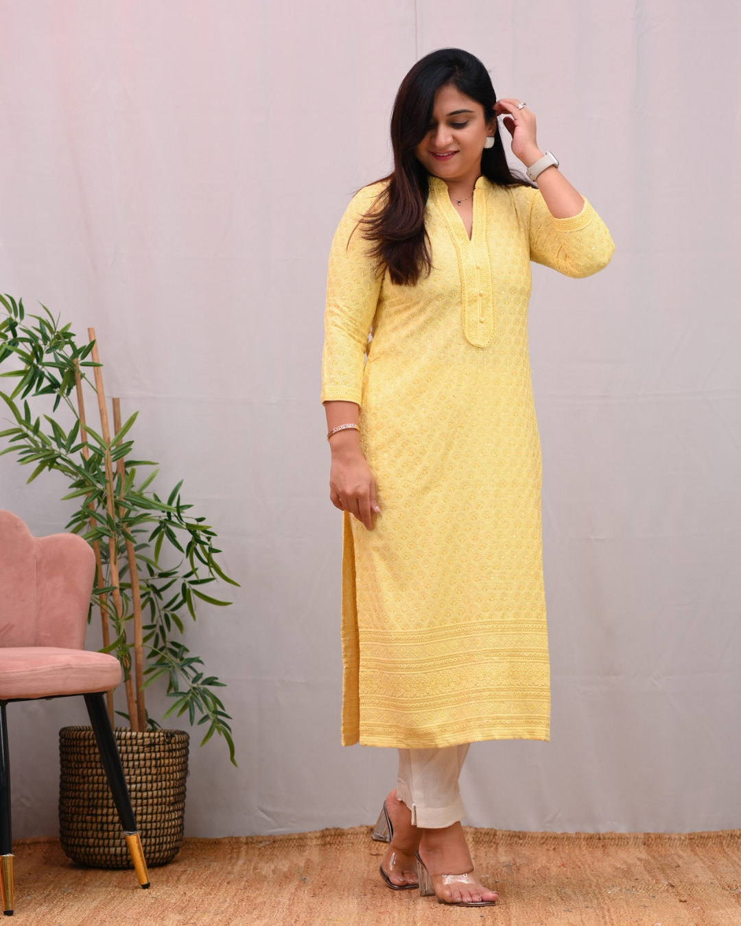 Venus Rayon Chikankari Casual Straight Kurta