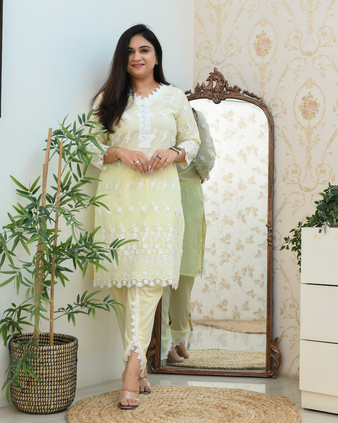 Adah Mul Cotton Embroidered Dhoti Set