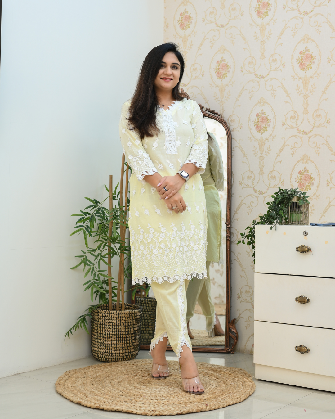 Adah Mul Cotton Embroidered Dhoti Set