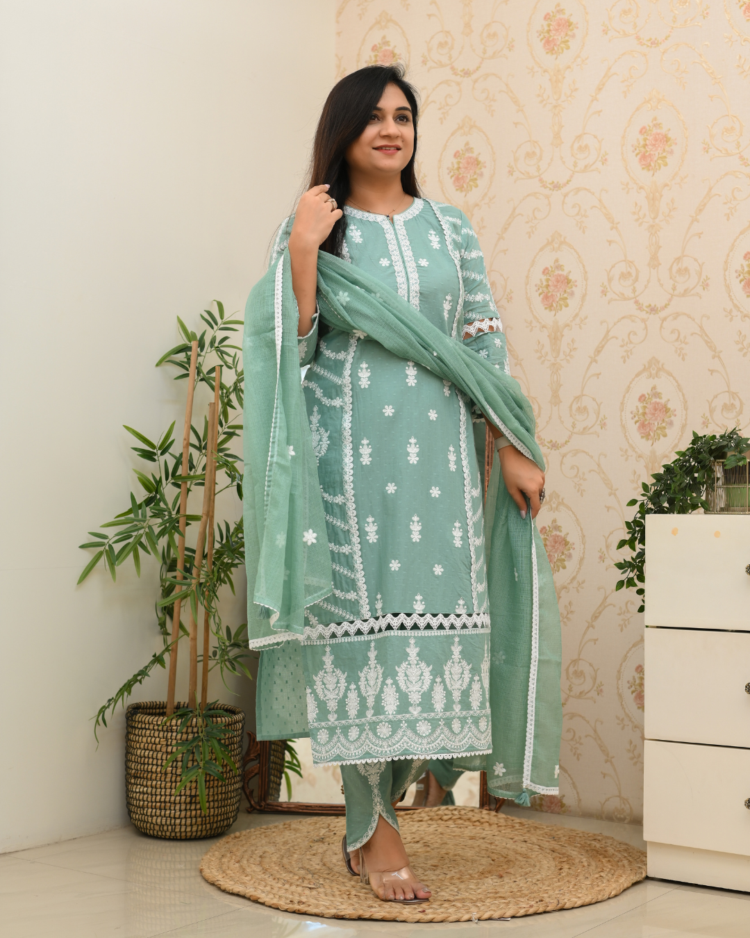 Sunaina Cotton Embroidered Designer Pant Set