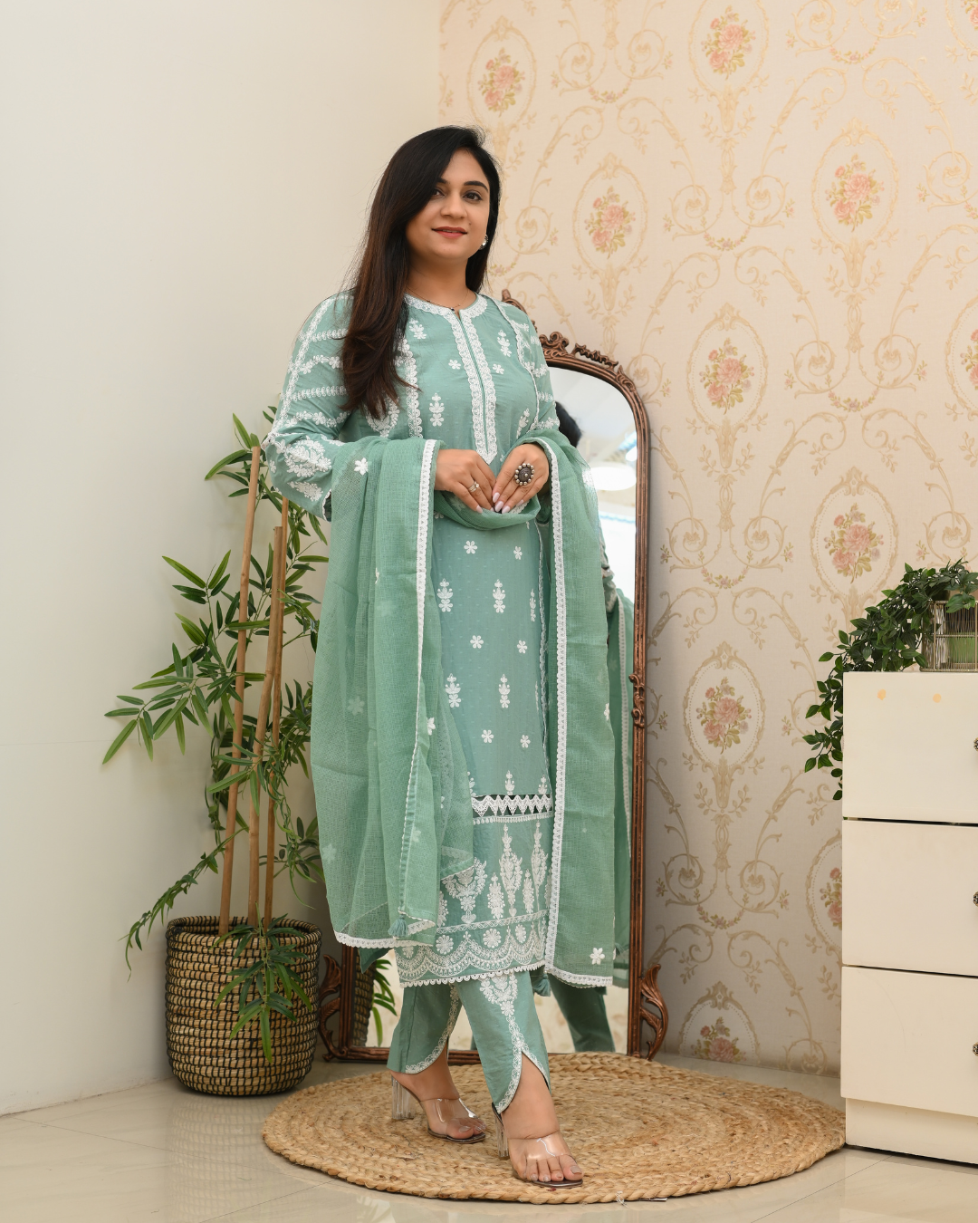 Sunaina Cotton Embroidered Designer Pant Set