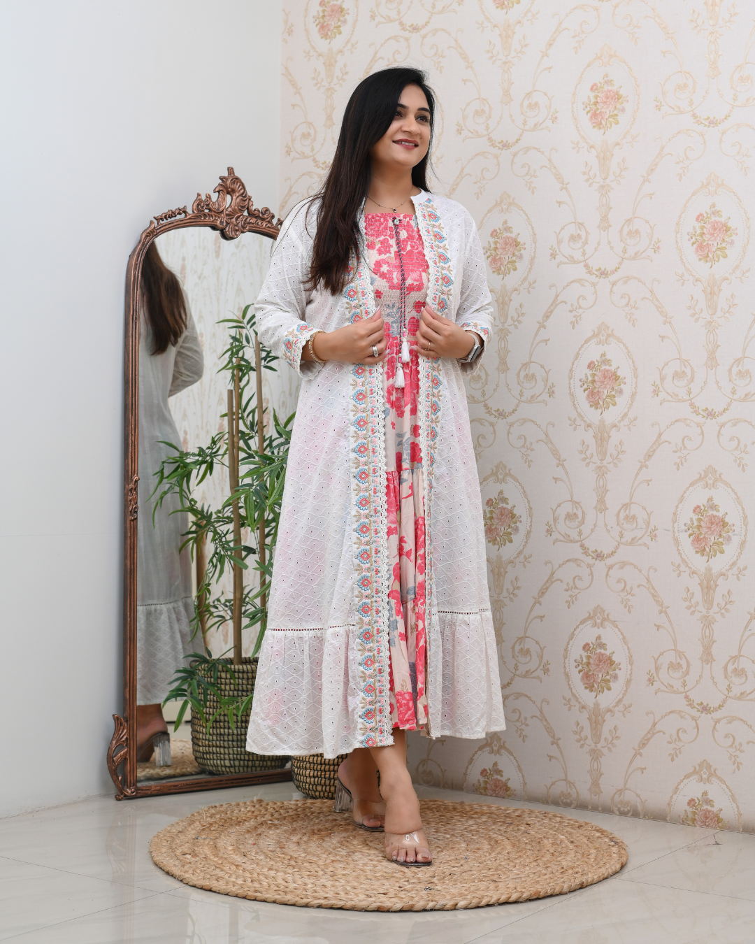 Aashi Cotton Casual Sciffili Long Shrug Dress