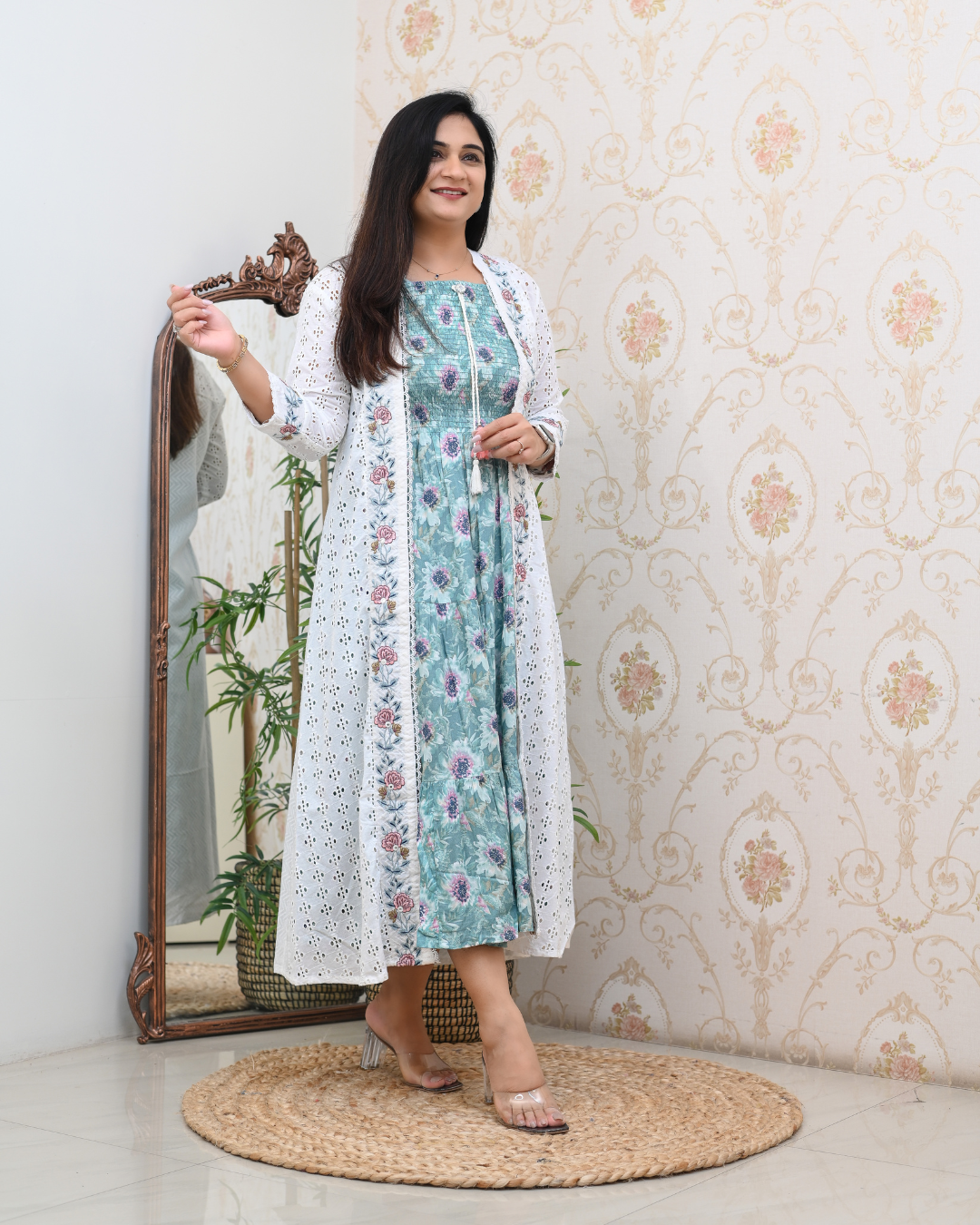 Aashi Cotton Casual Sciffili Long Shrug Dress