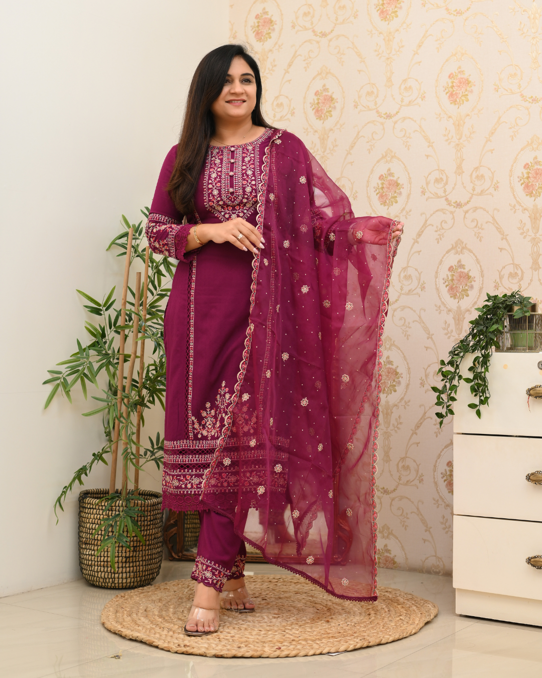 Sohanika Rayon Embroidered Straight Suit