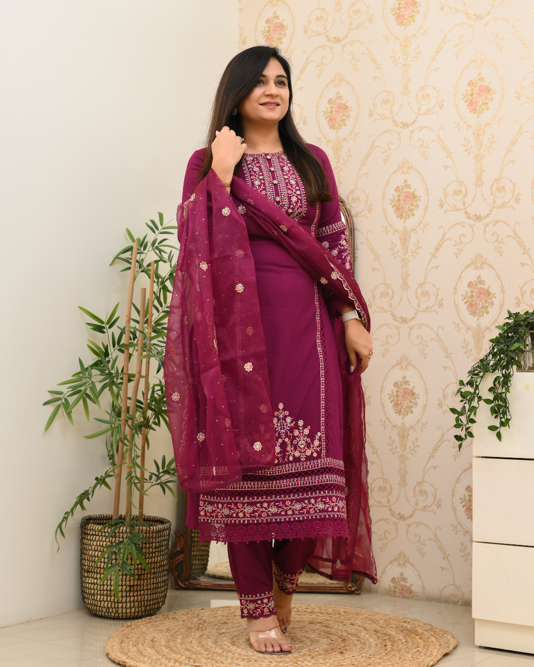 Sohanika Rayon Embroidered Straight Suit