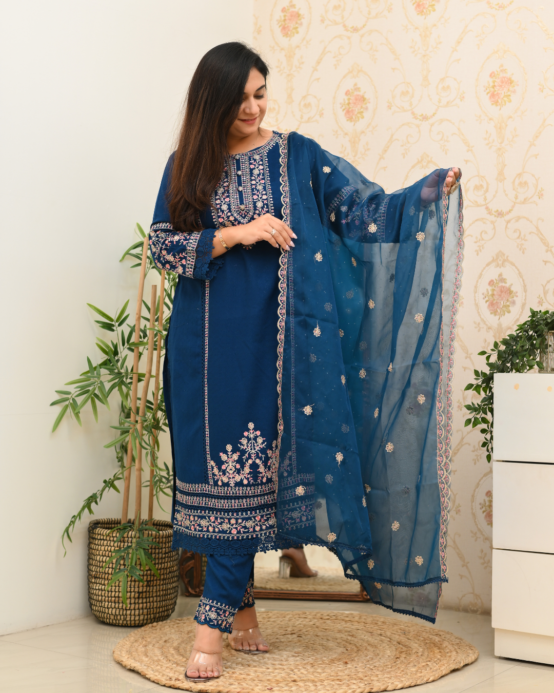 Sohanika Rayon Embroidered Straight Suit