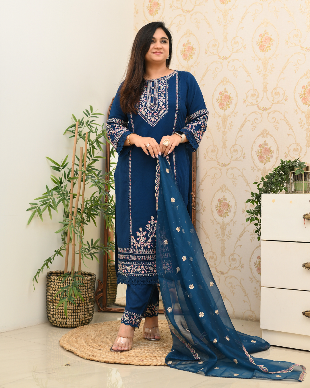 Sohanika Rayon Embroidered Straight Suit