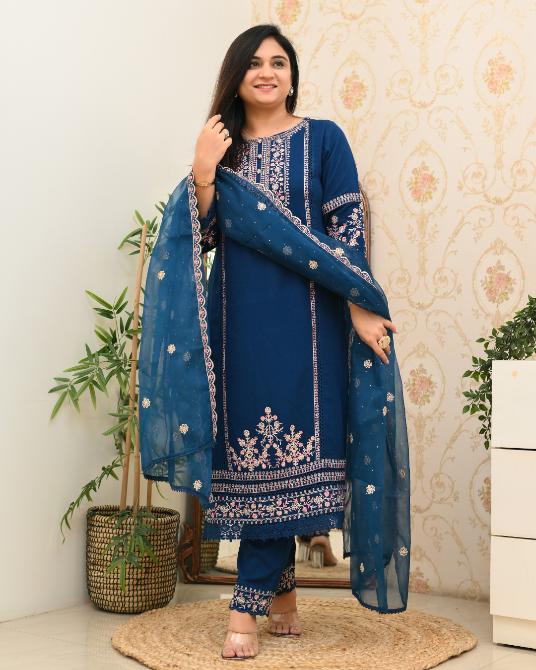 Sohanika Rayon Embroidered Straight Suit