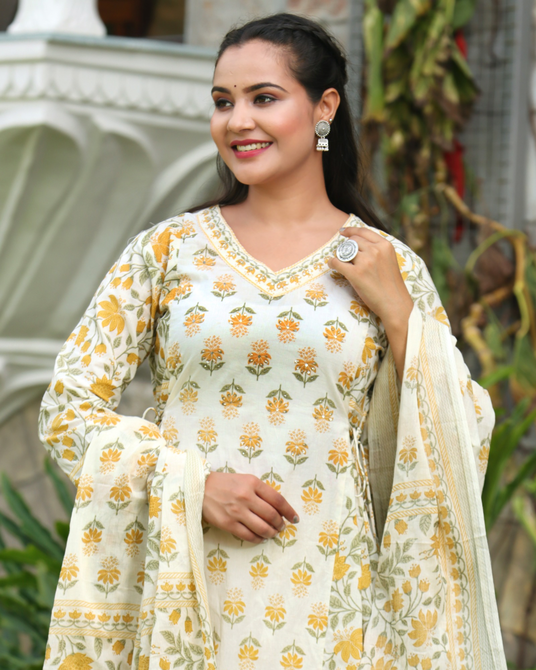 Cotton Floral Embroidered Afgani Set