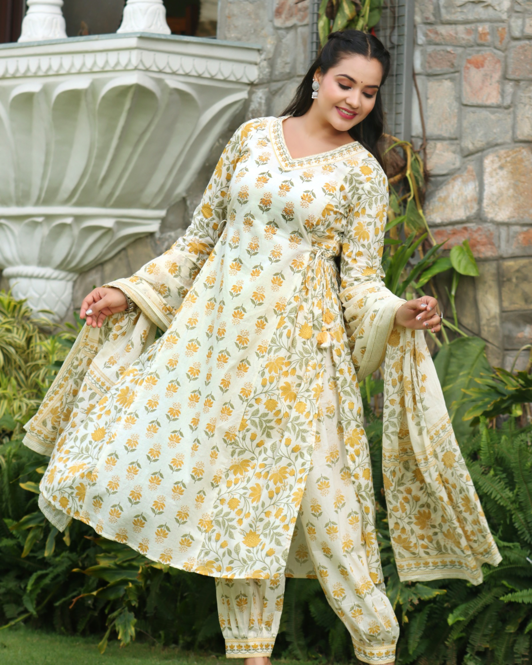 Cotton Floral Embroidered Afgani Set