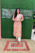 Mul Cotton Digital Floral Print Embroidered Kurta