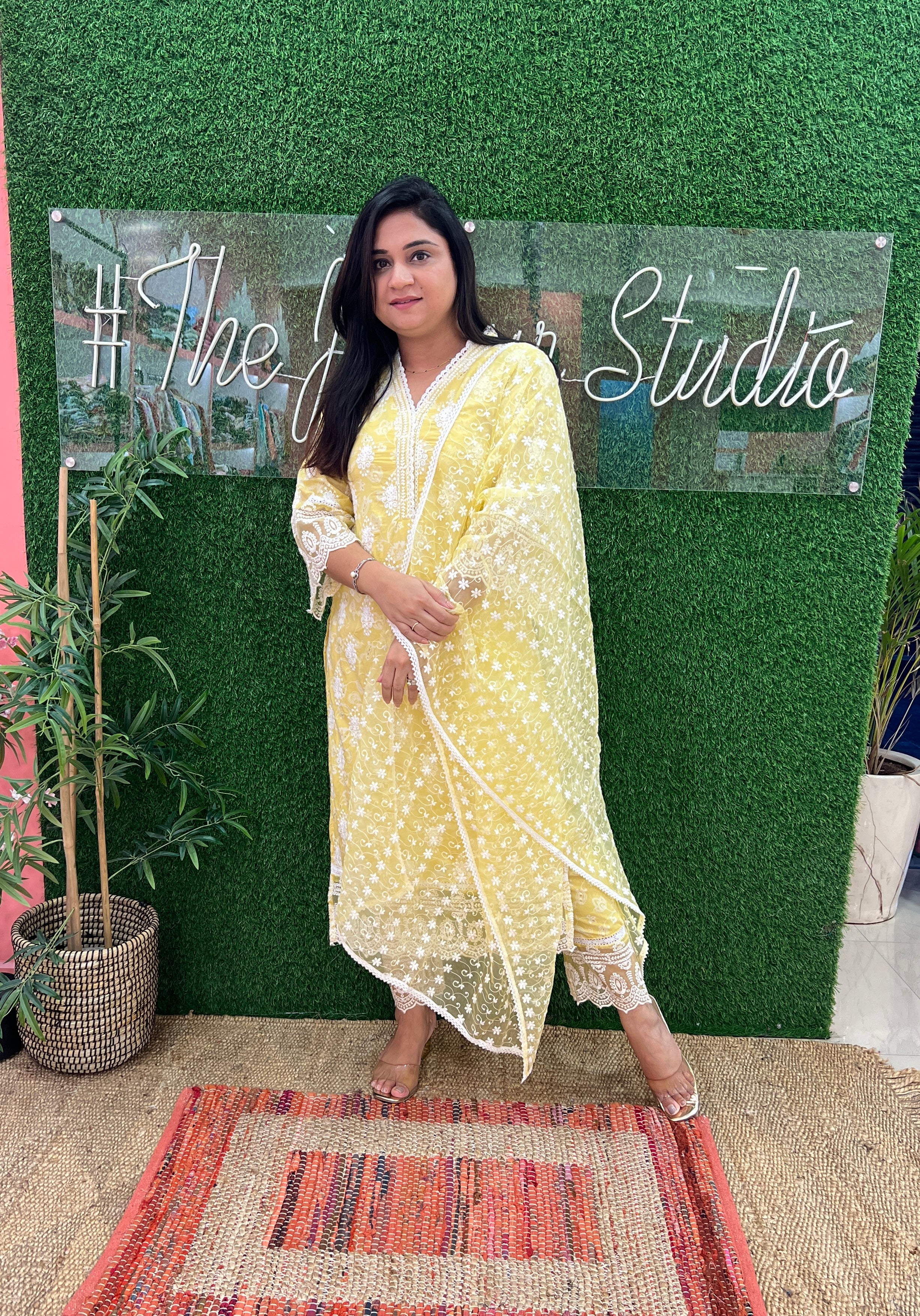 Mul Cotton Embroidered Pakistani Pant Set - The Jaipur Studio