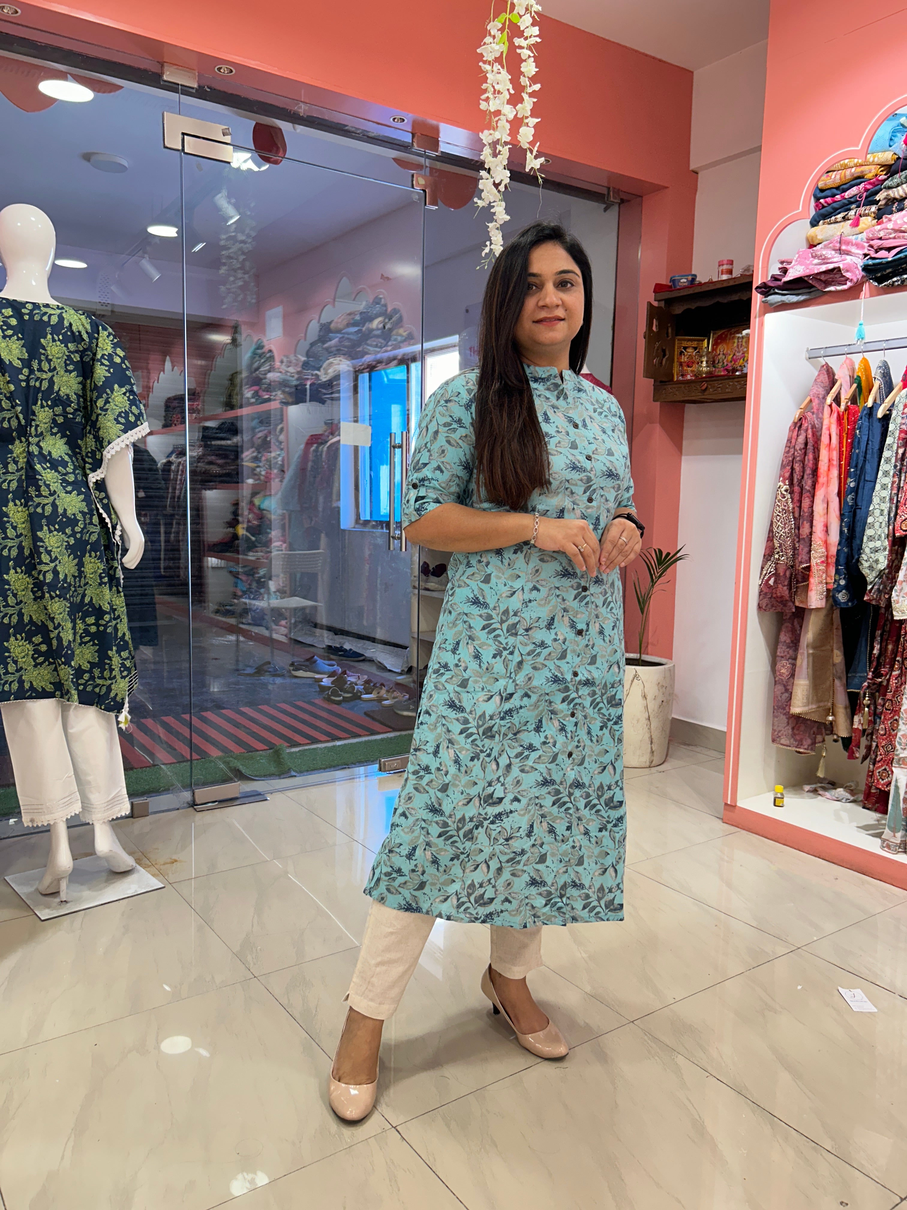 Rozana Cotton Casual A-Line Kurta - The Jaipur Studio