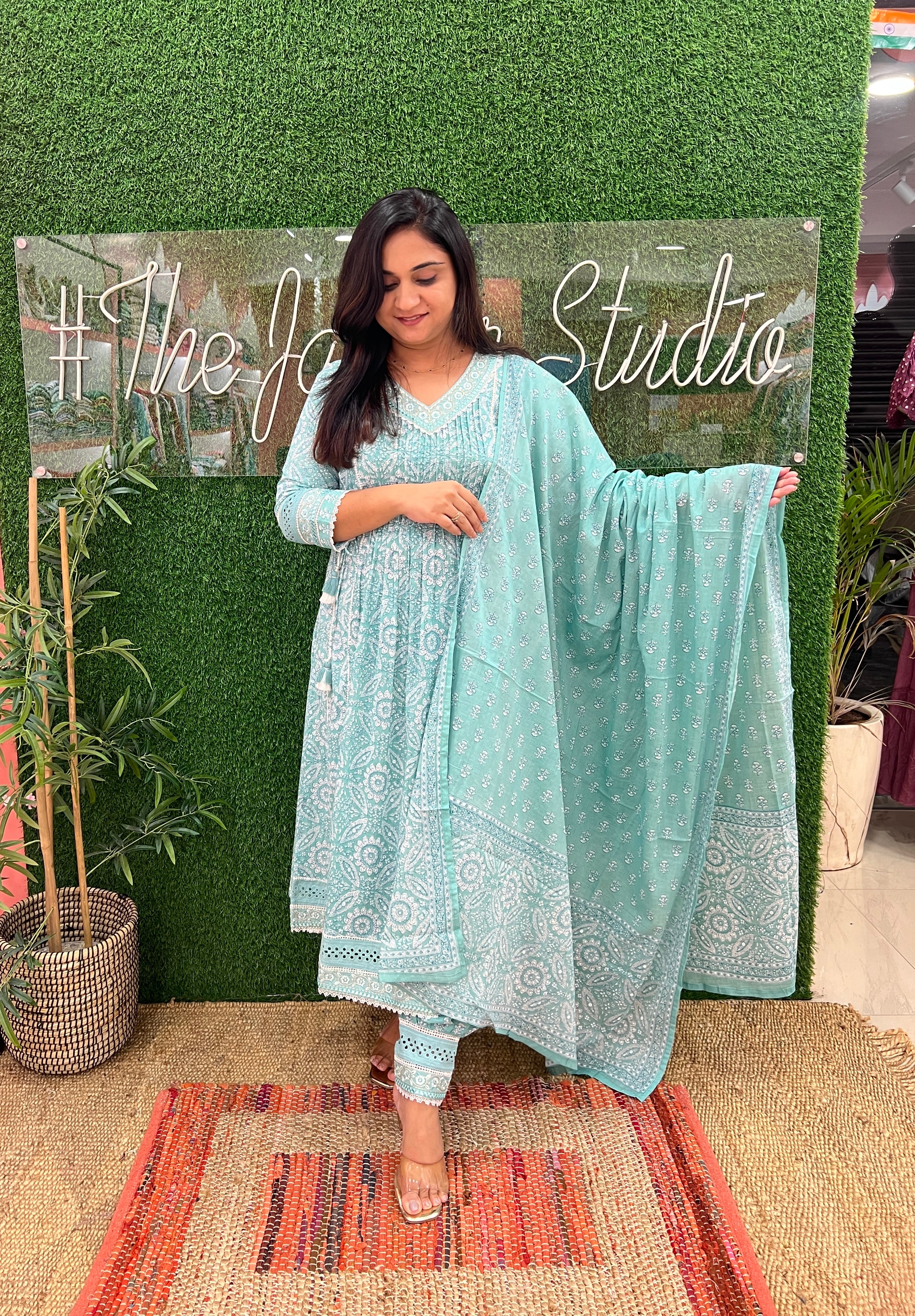 Ilvish A-line Embroidered Afgani Set - The Jaipur Studio