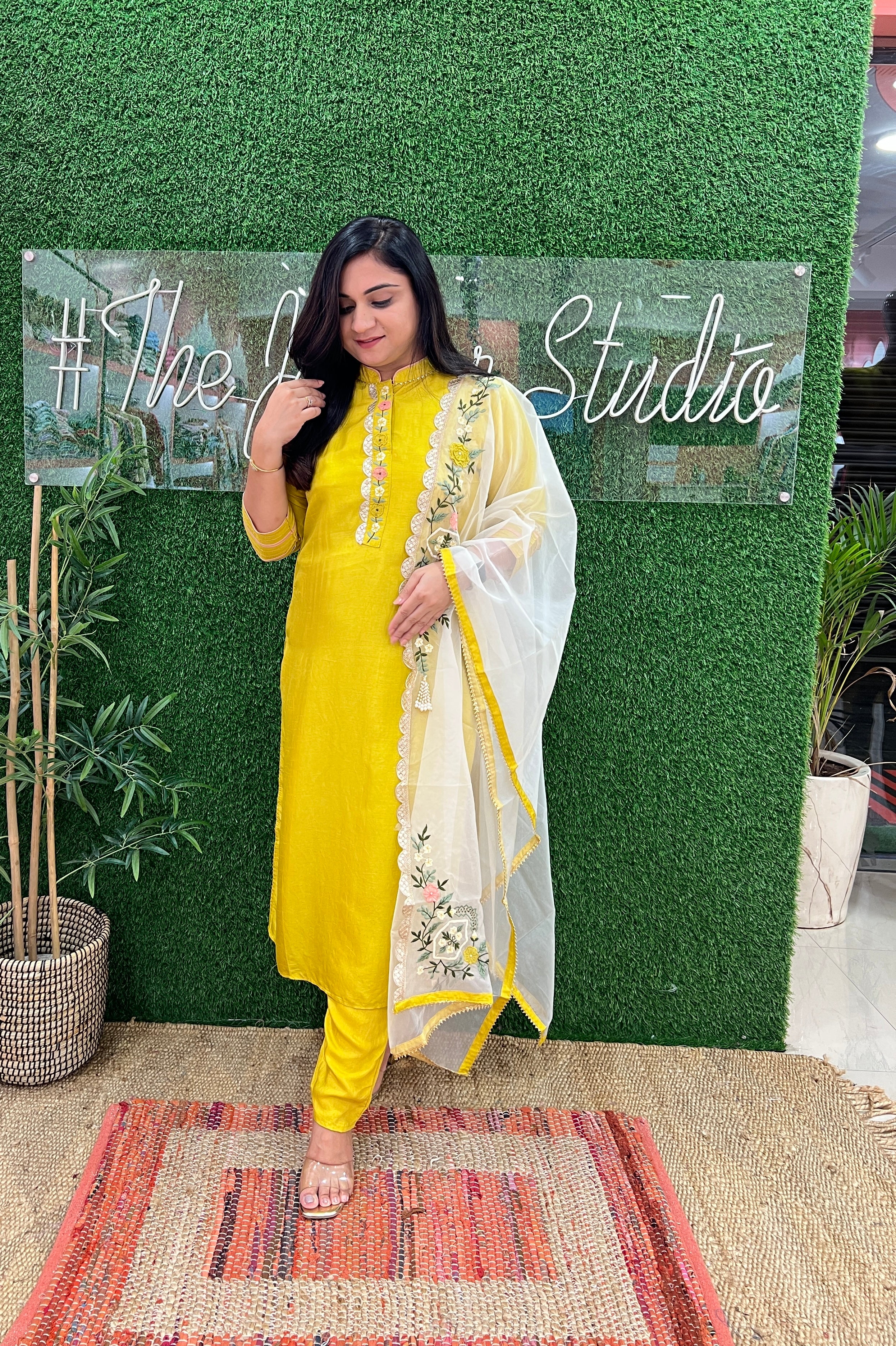 Silk Festive Wear Hand Embroidered Pant Set - The Jaipur Studio