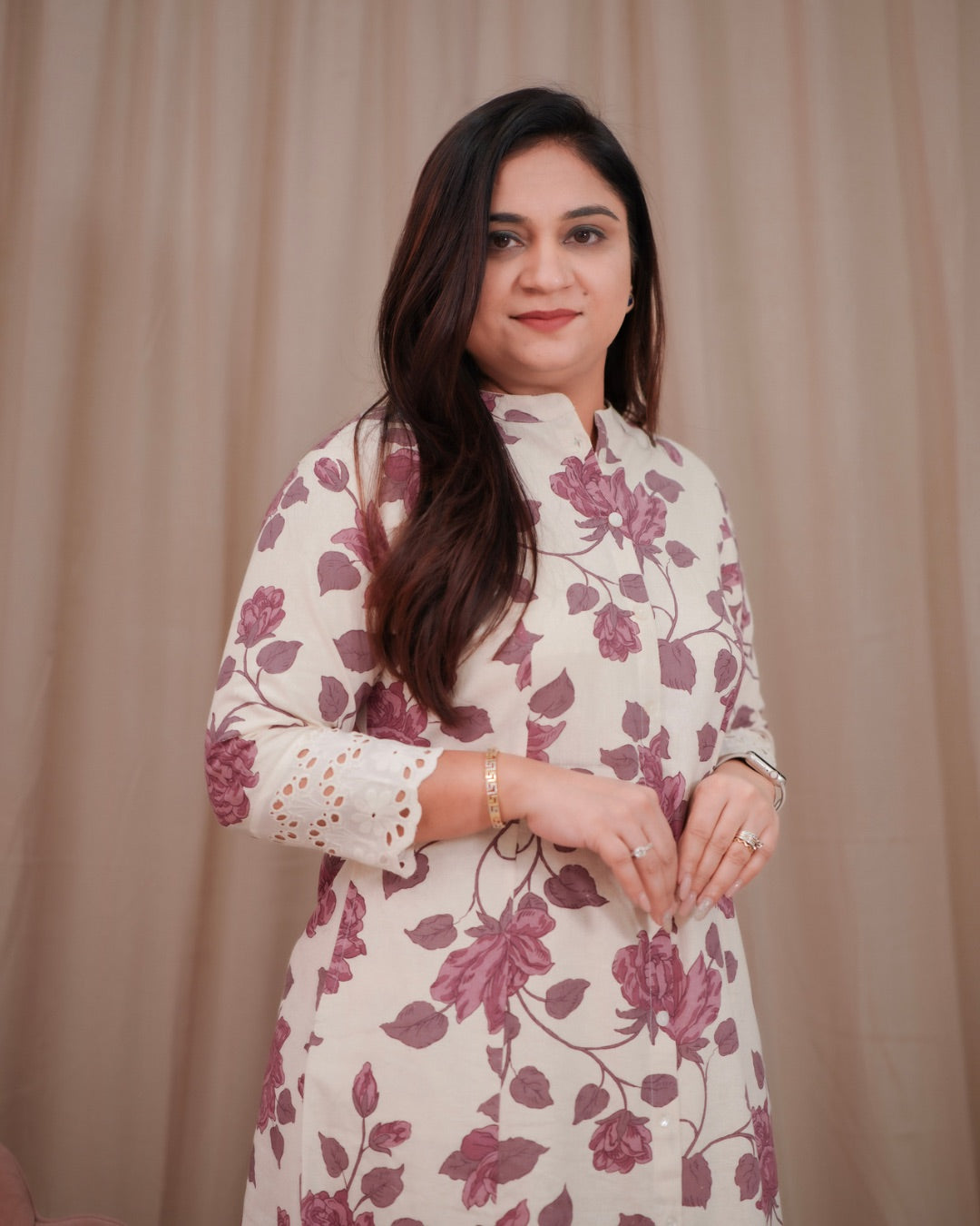 Casual Cotton Floral A-line Kurta