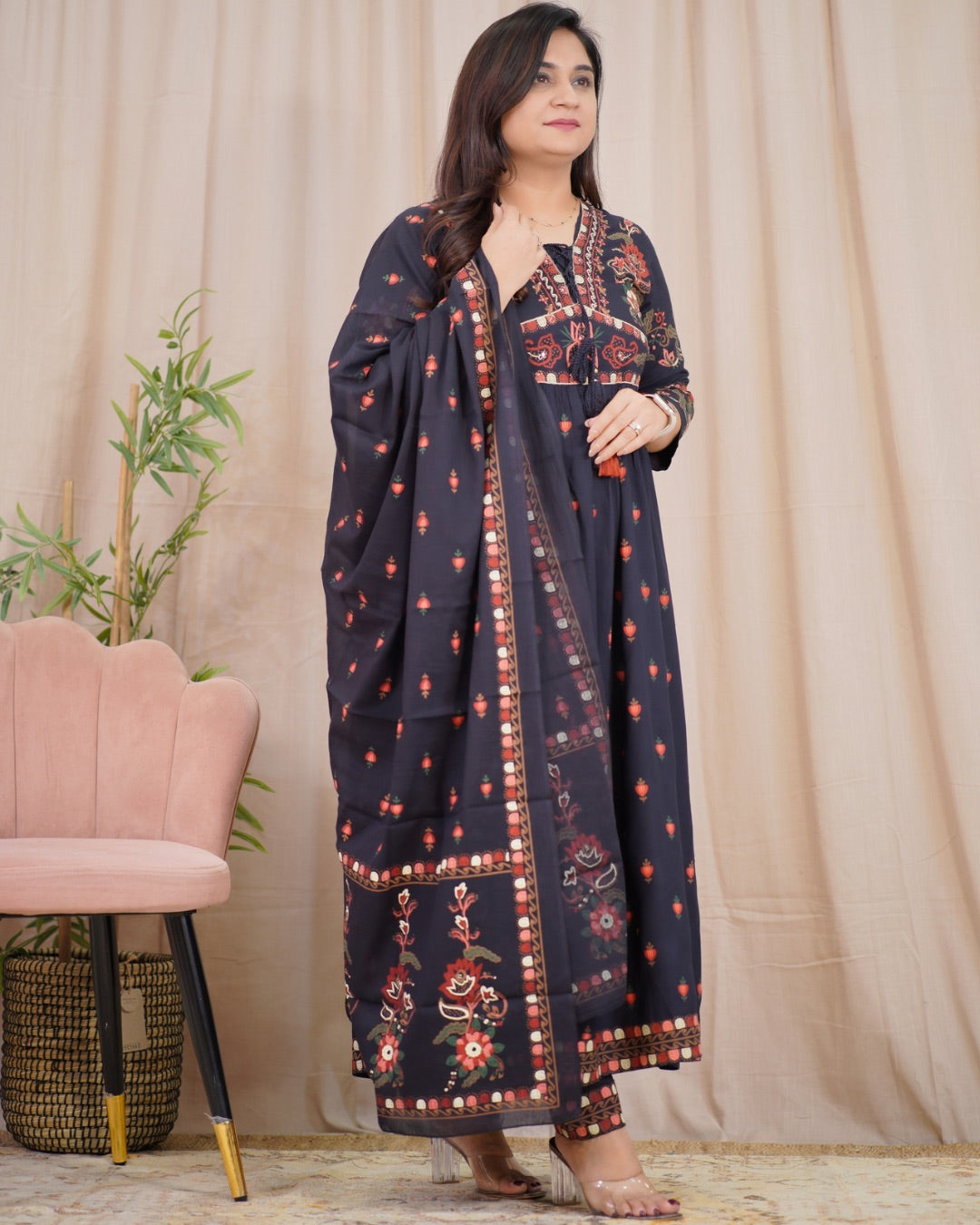 Rayon printed Alia Style Nyra Cut Pant Set - The Jaipur Studio