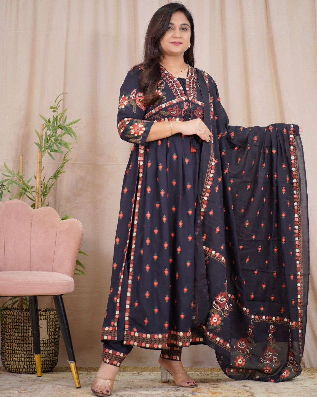 Rayon printed Alia Style Nyra Cut Pant Set - The Jaipur Studio